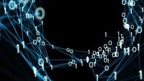 Digital binary plexus tunnel funnel background Stock Illustration