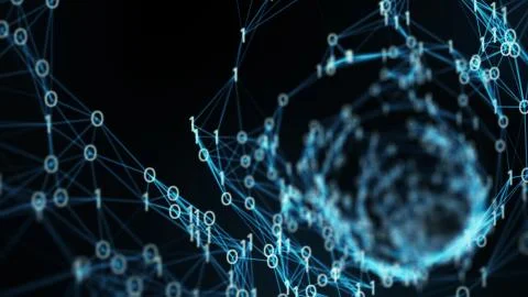 Digital binary plexus tunnel funnel background Stock Illustration