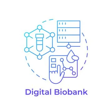 Digital biobanks blue gradient concept icon Stock Illustration