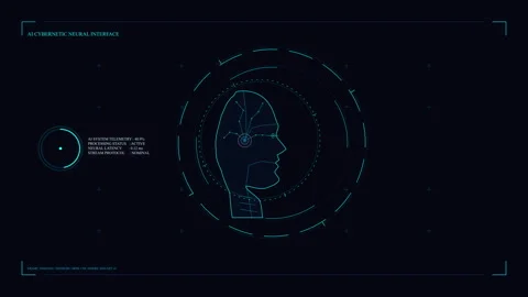 Digital biometric face recognition, human head profile, scanning technology.. Stock Footage 348327526