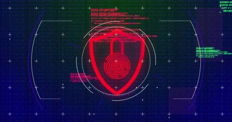 Digital biometric fingerprint security scan on a blue background. イラスト素材