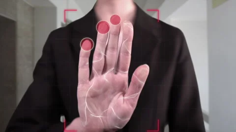 Digital Biometric Scanner and Access Denied message Stock Footage 242360983