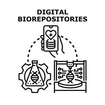 Digital biorepositories managing genetic data and biotechnology research Stock Illustration