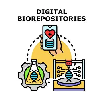 Digital biorepositories managing genetic data and biotechnology research Stock Illustration