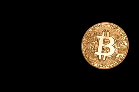 Digital bitcoin on a black background. Background Foto stock