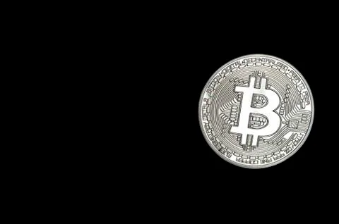 Digital bitcoin on a black background. Background Stock Photos