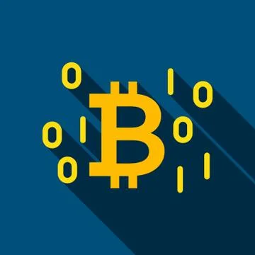 Digital Bitcoin Flat Icon Stock Illustration