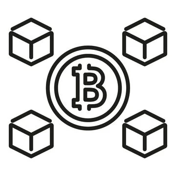 Digital bitcoin icon outline vector. Chain block Stock Illustration
