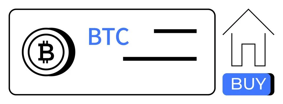 Digital Bitcoin wallet interface for cryptocurrency transactions with BUY b.. Illustrazione stock