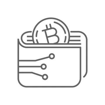 Digital Bitcoin Wallet Thin Line Symbol Icon Design Stock Illustration