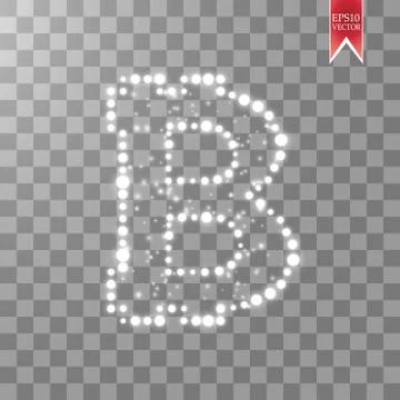 Digital bitcoins symbol with light effect on transparent backgraund. Stock Illustration