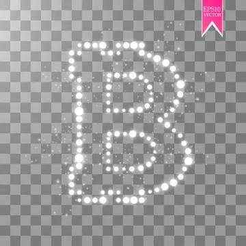 Digital bitcoins symbol with light effect on transparent backgraund. Stock Illustration