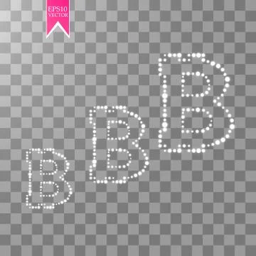Digital bitcoins symbol with light effect on transparent backgraund. Stock Illustration