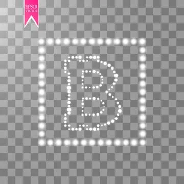 Digital bitcoins symbol with light effect on transparent backgraund. Stock Illustration