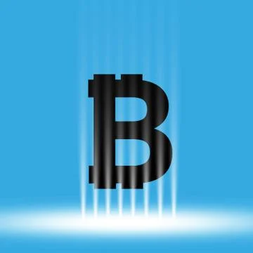 Digital bitcoins symbol with light effect on transparent backgraund. Stock Illustration