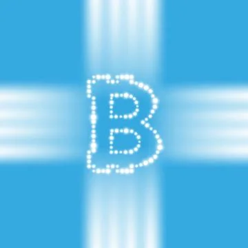 Digital bitcoins symbol with light effect on transparent backgraund. Stock-Illustration