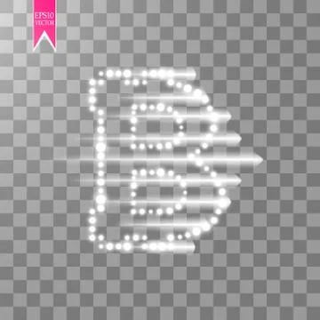 Digital bitcoins symbol with light effect and speed glow lines on transparent Stock Illustration