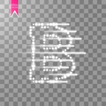 Digital bitcoins symbol with light effect and speed glow lines on transparent Stock Illustration