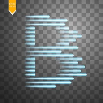 Digital bitcoins symbol with light effect and speed glow lines on transparent Stock Illustration
