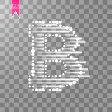 Digital bitcoins symbol with light effect and speed glow lines on transparent Stock Illustration