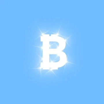 Digital bitcoins symbol with light effect on transparent backgraund. Stock Illustration