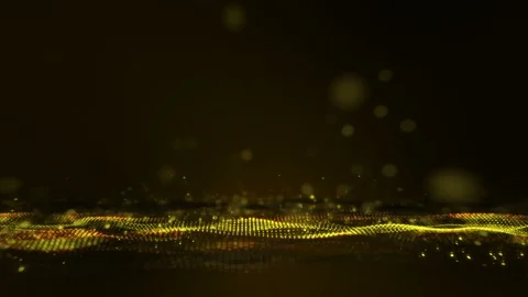 Digital black abstract background with sparkling golden yellow light particles Stock Footage 103456068
