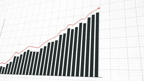 Digital black bar chart with red line growing business concept 스톡 동영상 141797649