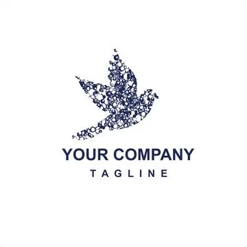 Digital black grey dot bird company logo and vector icon Stock Illustration