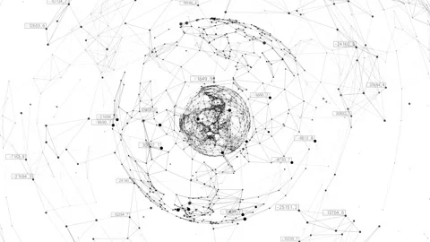 Digital Black White Background with Lines and Dots. Big Data Beautiful Stock Footage 161754239