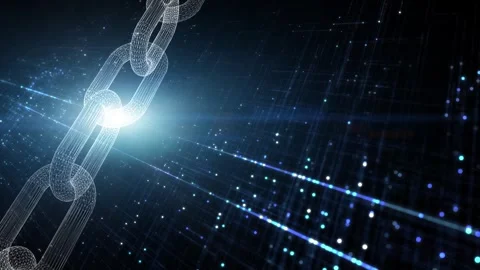 Digital blockchain chain computer network loop animation background Stock Footage 344794128