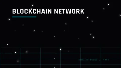 Digital blockchain network concept with glowing data particles background loo Stock Footage 337500861