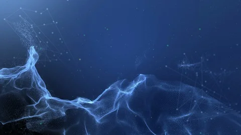 Digital blockchain network with particles in tech cyber space. 스톡 동영상 128285068