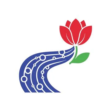 (Digital Bloom Connection. This graphic blends organic beauty with intricat.. Stock Illustration