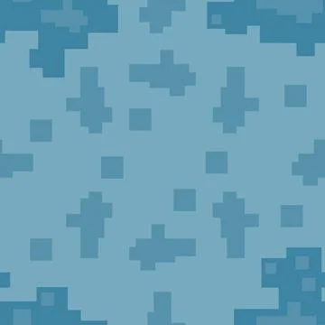 Digital Blue and White Pixelated Camouflage Seamless Pattern Stock Illustration
