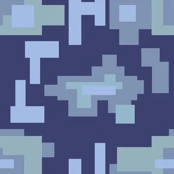 Digital Blue and White Pixelated Camouflage Seamless Pattern Stock Illustration