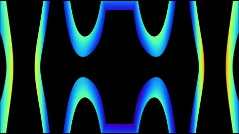 Digital blue and yellow vertical light beams oscillating in dark space Video stock 334343716