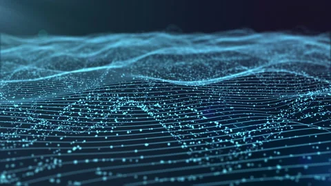 Digital blue animation wave background with shallow depth of field Stock Footage 115493337