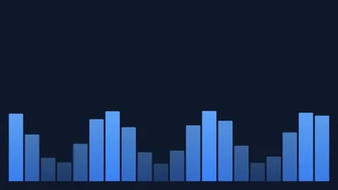 Digital blue audio spectrum waveform equalizer on a dark background display Stock Footage 335118342