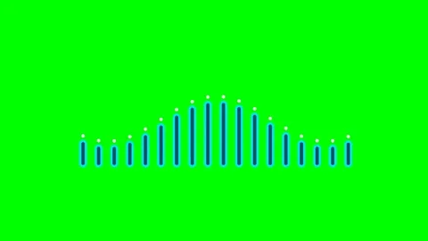 Digital blue audio spectrum waveform visualization against a bright green s.. Stock Footage 340903361