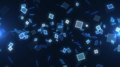 Digital blue background with flying transparent squares. Abstract particles Stock Footage 259883330