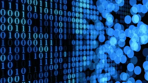 Digital blue background, numbers 0 and 1 machine code blinking abstract computer Stock Footage 115178874