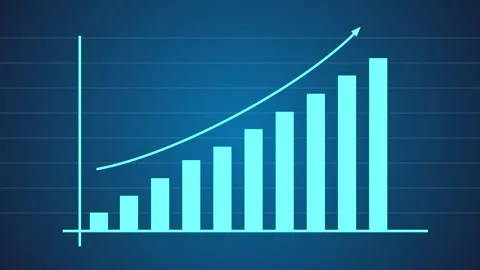 Digital blue bar chart animation with rising arrow. For business concept, marke Stock Footage 311262353