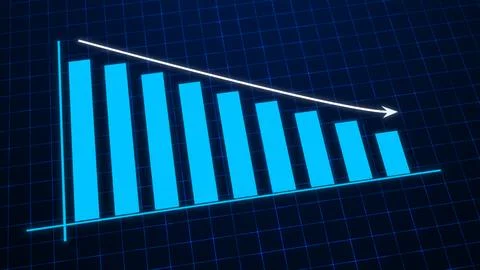 Digital blue bar chart with decreasing business concept Stock Illustration