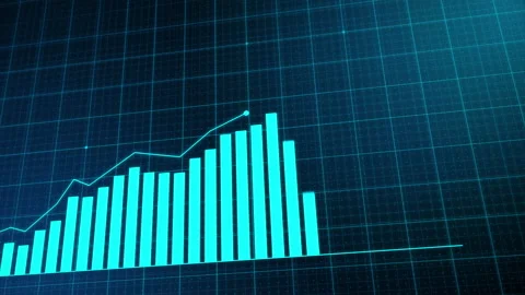 Digital blue bar chart with growing business concept. Stock Footage 131129606