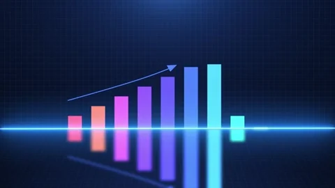 Digital blue bar chart with growing business concept. Hi-tech style Stock Footage 264600726