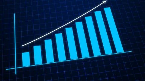 Digital blue bar chart with growing business concept イラスト素材