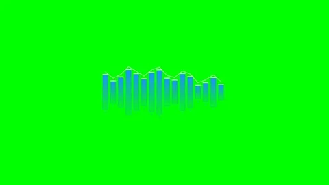 A digital blue bar graph audio equalizer visualizer on a bright green screen Stock Footage 340268168