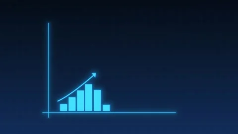 Digital blue bar graph with growing business concept. Technological diagram Stock Footage 308146982