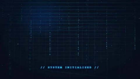 Digital Blue Binary Code Background with System Initialized Text for Cyber Stock Footage 336773424