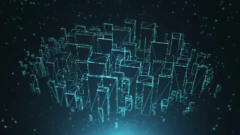 Digital Blue City Background Stock Footage 103667811